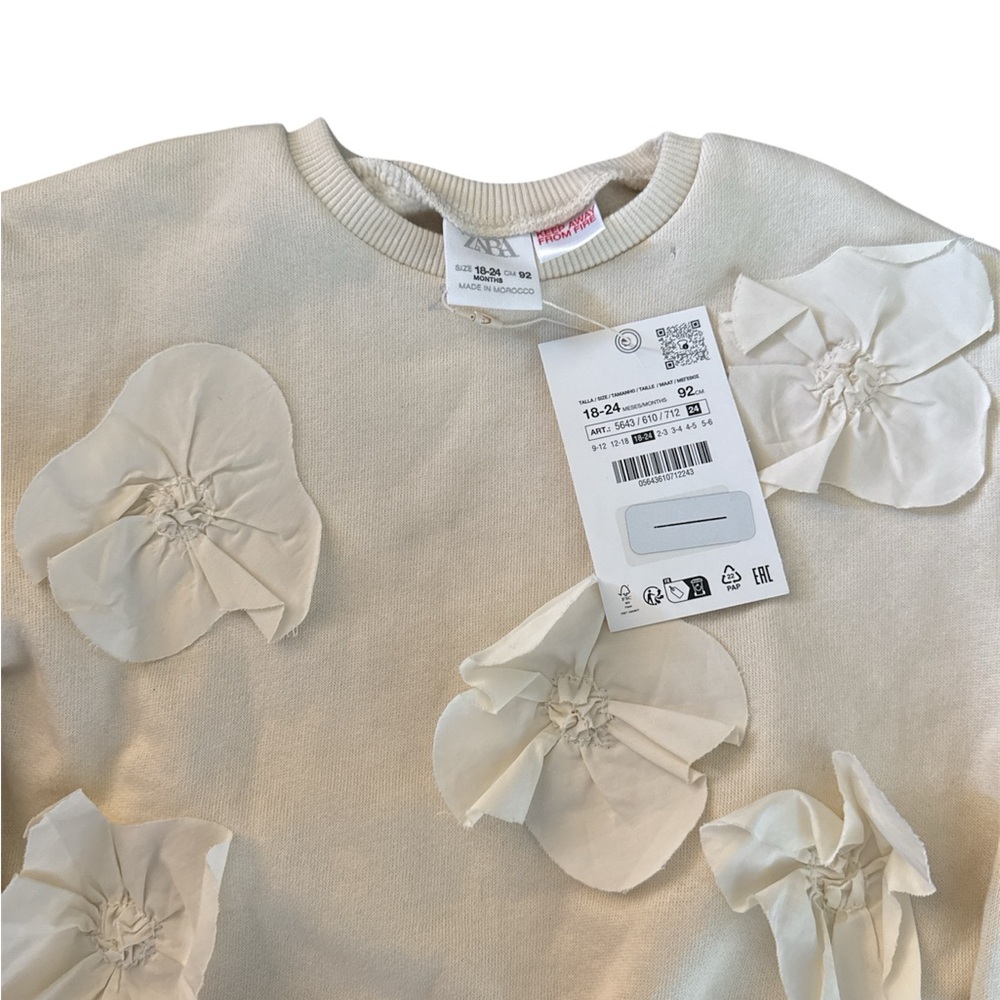 Sara Cream Floral Kids Sweatshirt